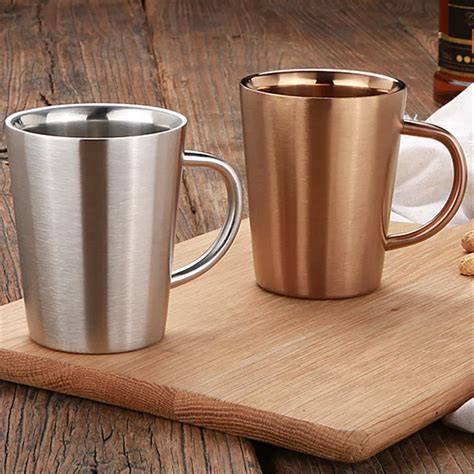 Stainless Steel Coffee Mugs Milk Beer Mugs Thickened Double Wall Tea ...