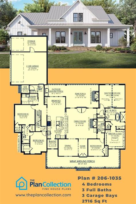 Contemporary Farmhouse Bedrms Baths Sq Ft Plan