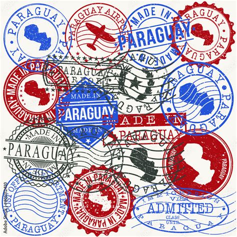 Paraguay Set Of Stamps Travel Passport Stamps Made In Product Design
