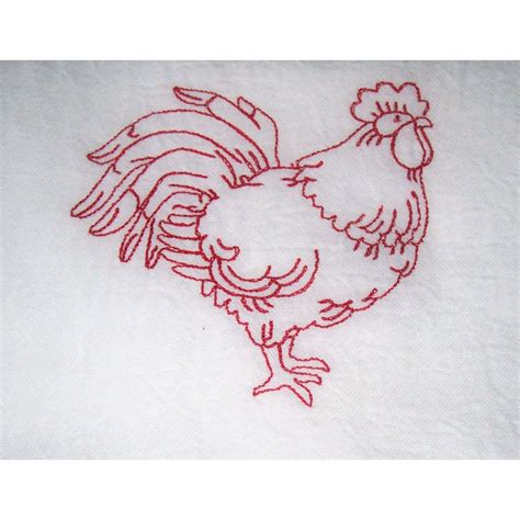 Rooster In Redwork Embroidery Patterns Vintage Embroidery Patterns Vintage Embroidery