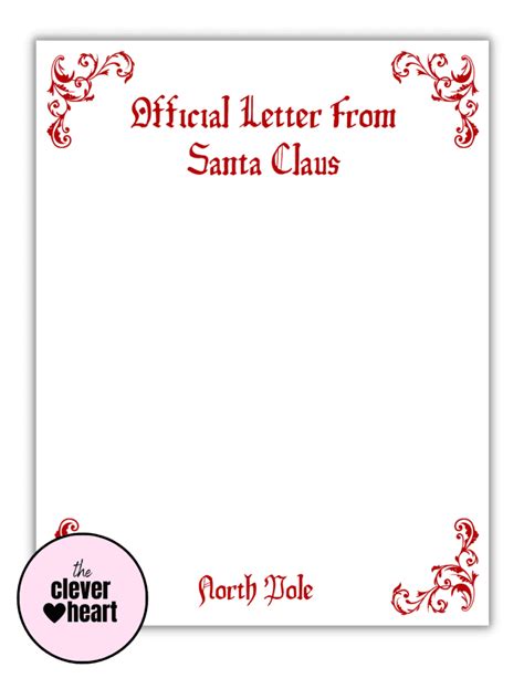 Free Printable Santa Claus Letterhead Templates The Clever Heart