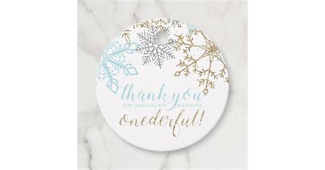 Winter Onederland Thank You Tag Blue Snowflake Zazzle