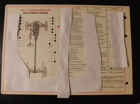 Shell Schmierplan Opel Olympia Rekord Schmieranweisung