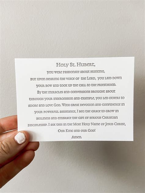 Saint Hubert A1 Letterpress Prayer Card Etsy Uk