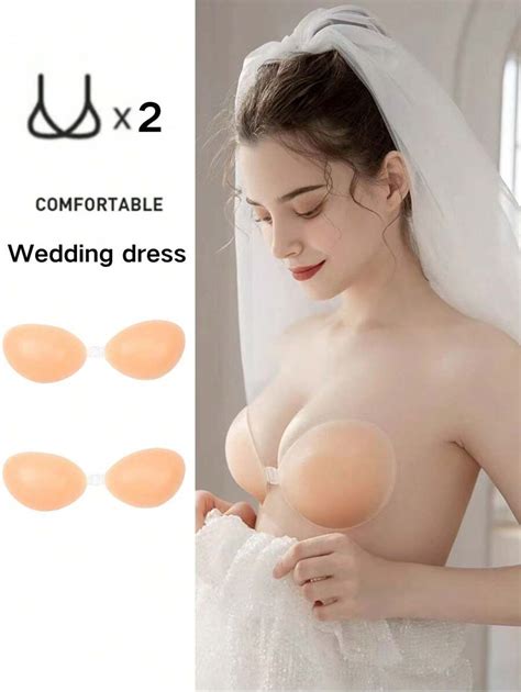 2 Pack Silicone Push Up Invisible Bras For Strapless Dresses And