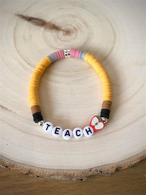 Teacher Bracelet Pencil Bracelet Stackable Bracelet Teacher Etsy