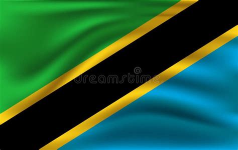 Bandera De Tanzania Bandera Ondulada Realista De La Rep Blica Unida De