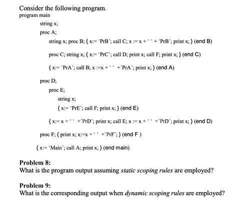 Solved Consider The Following Program Program Main String X Chegg