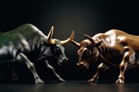 Premium Photo Stock Market Concept Two Bulls Fighting Generative AI