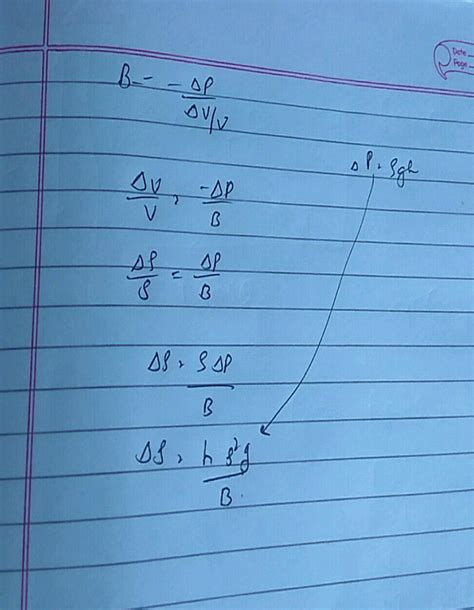 The Mean Density Of The Sea Water Is ρ And Bulk Modulus Is B The