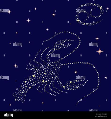 Zodiac Sign Cancer On A Background Of The Starry Sky Vector