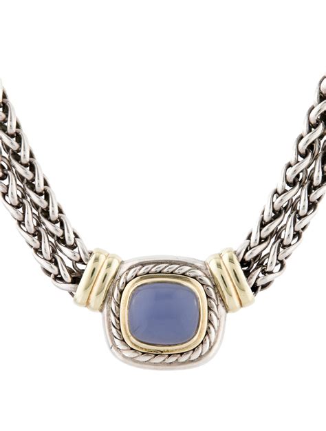 David Yurman Chalcedony Double Wheat Chain Albion Pendant Necklace