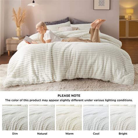 Bedsure Fluffy Comforter Set Queen Super Soft Faux Fur Comforter