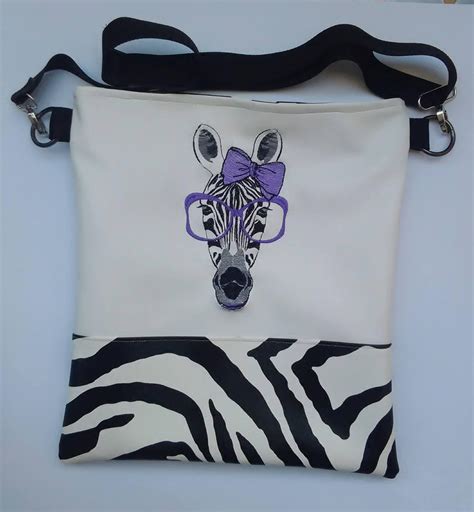 Bag with zebra free design for embroidery machine - Embroidered bag ...