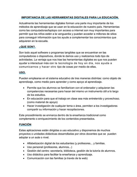 Las Herramientas Digitales Para La Educación Pdf