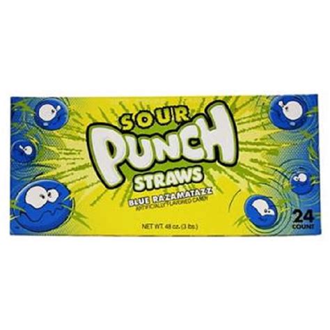 Sour Punch Blue Raspberry Chewy Straws 2 Oz Trays Pack Of 24