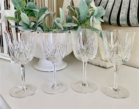 Hoya Crystal Set Of Four Water Goblets Or Large Wine Glass Etsy