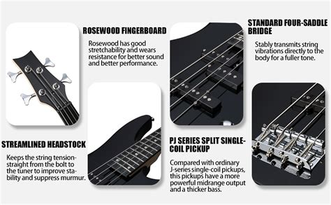 Ktaxon Electric Bass Guitar 4 String Bass Guitar With 20 Watt Amplifier Pj Type