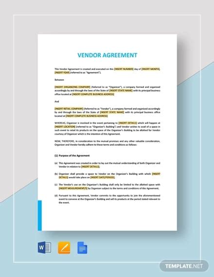 Vendor Agreement Template 28 Free Word Pdf Documents Download Free And Premium Templates