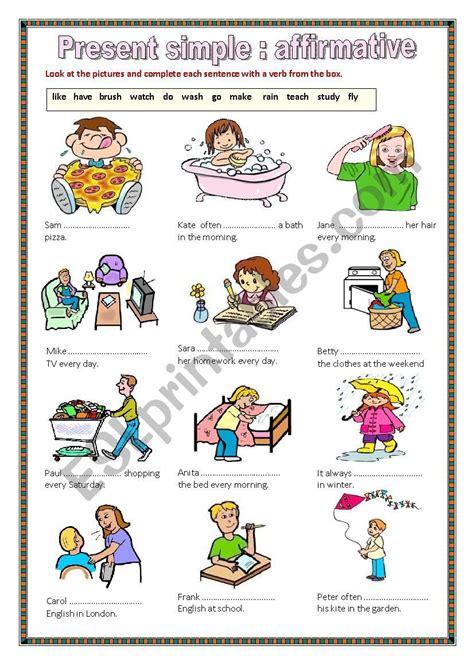 Look At The Pictures And Complete Each Sentence With A Verb From The