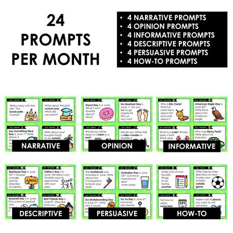 Primary Monthly Writing Prompts Rockin Resources