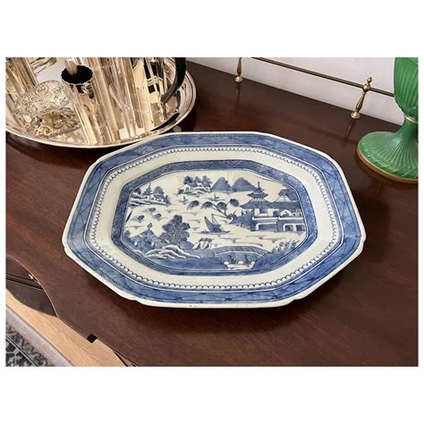 Antique Chinese Export Blue Canton Platter Ruby Lane