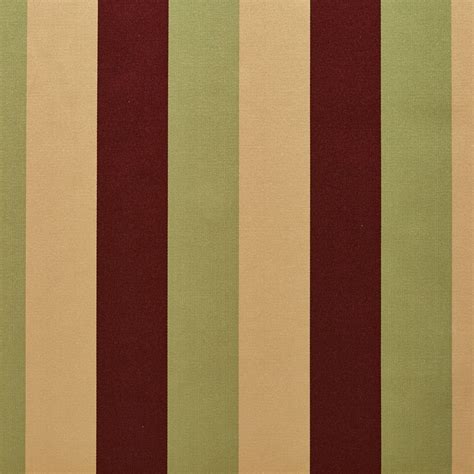 Beige Green And Burgundy Shiny Large Stripe Damask Silk Look Upholstery