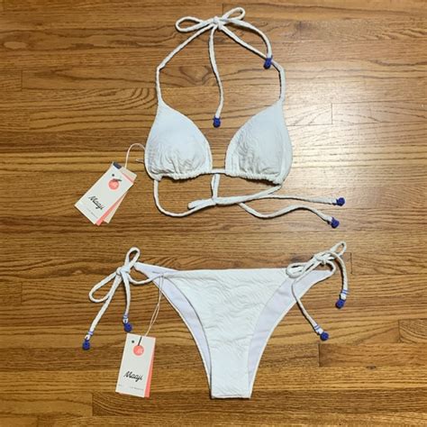 Maaji Swim Maaji Swimsuit White Zebra Textured Bikini Set Triangle Top Cheeky Bottoms Poshmark