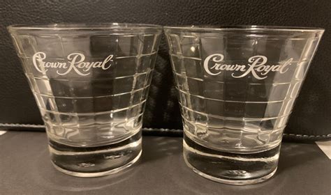 2 Vintage Crown Royal Whiskey Lowball Rocks Glasses Tapered Stepped Z200 Etsy