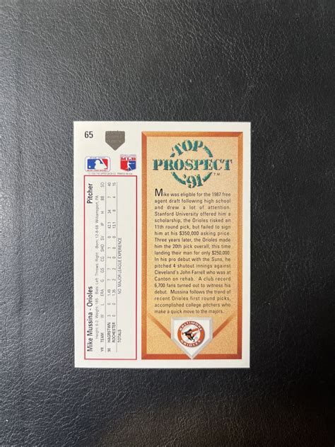 1991 Upper Deck Top Prospect 65 Mike Mussina RC EBay