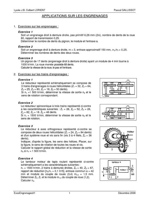 Exercice Calcul Engrenage