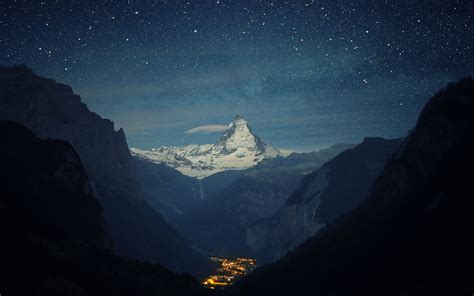 Switzerland Alps Mountains Night Beautiful Landscape