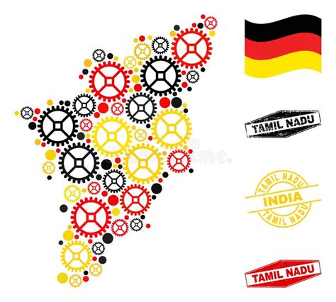 Wheel Collage Tamil Nadu State Map In German Flag Colors And Grunge