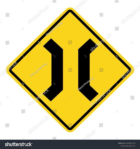 Warning Road Signs Narrow Bridge Ahead Royalty Free Stock Vector 2287821733