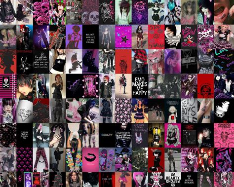 Emo Goth Aesthetic Wall Collage Kit Pink Grunge Wall Collage Etsy