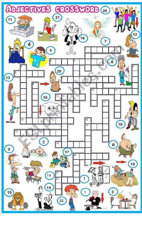 Adjectives Crossword ESL Worksheet By Mafaldita2009