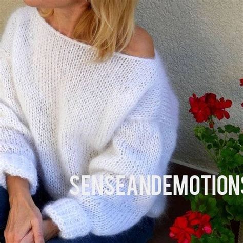 Fluffy White Mohair Sweater Loose Fit Sweater Hand Knit Etsy