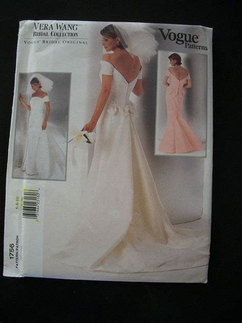 Vera Wang Wedding Gown Pattern Vogue 1756 Size 6 10 Etsy Wedding