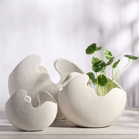 Broken Egg Design Ceramic Vase Set Tabletop Flower Vase Home Decor Handmade Ceramic Containers