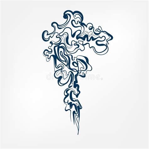 Smoke Line Art Sketch Outline Isolated Design Element Cosmetics Vector ...