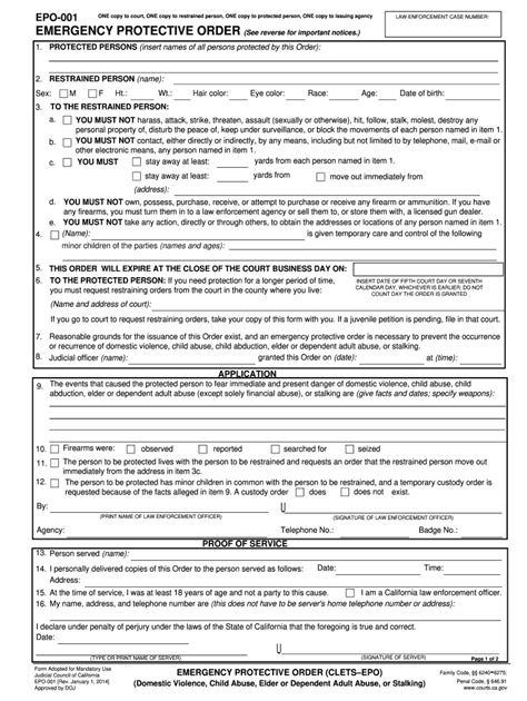 California Epo Fill Online Printable Fillable Blank Pdffiller