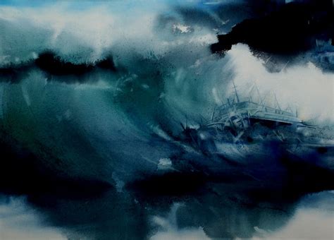 Aquarel Liliane Goossens Stormzee Aquarel Landschappen