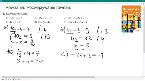 zad 2str 193 RÓWNANIA Matematyka z plusem 7 YouTube