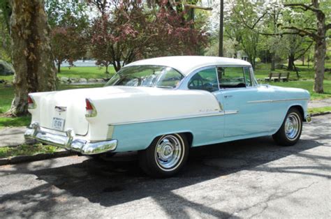 1955 Chevy Bel Air 2 Door Sport Coupe Skyline Blue White