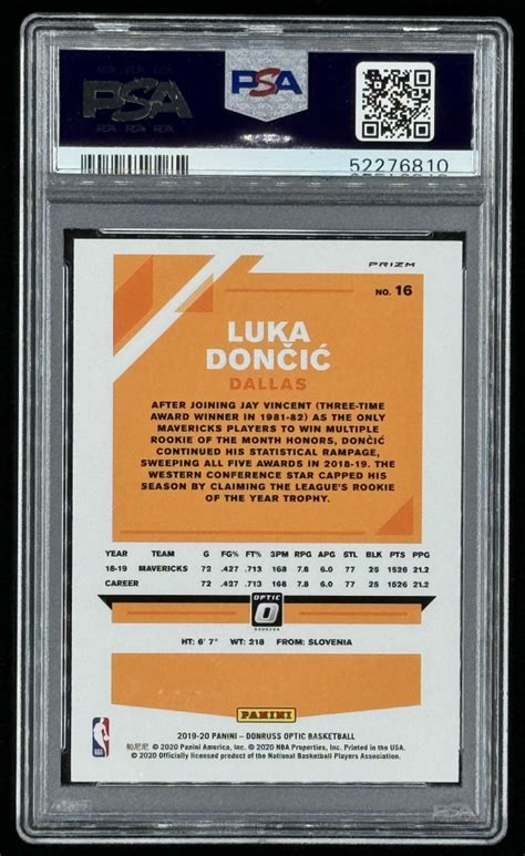 Luka Doncic Donruss Optic Blue Velocity Psa Pristine