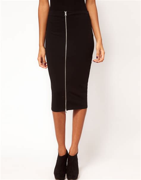 Lyst Asos Collection Asos Pencil Skirt With Zip Front In Black