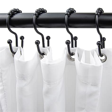 Allen Roth Matte Black Stainless Steel Double Shower Curtain Hooks