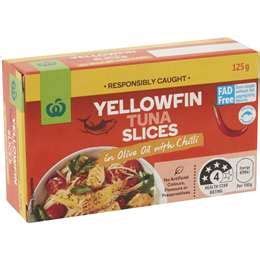 Woolworths Yellowfin Tuna Slices In Olive Oil With Chilli G