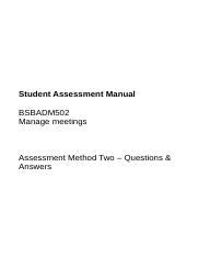 Bsbadm Method Docx Student Assessment Manual Bsbadm Manage