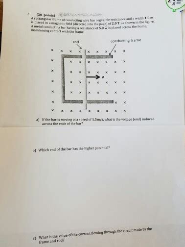 Solved A Rectangular Frame Of Conducting Wire Has Negligible Chegg